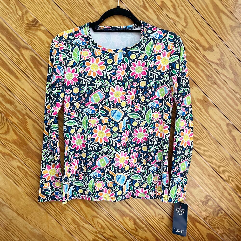 Katherine Way St. Pete Long Sleeve Crew Neck Top Pickleball XS